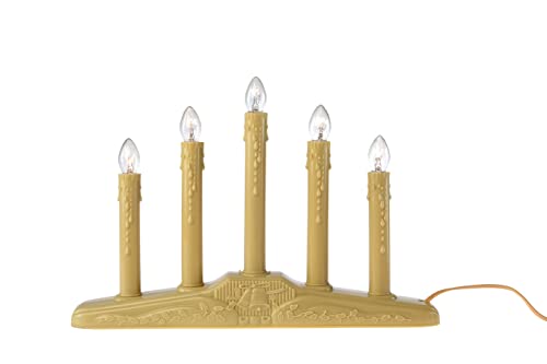 Indoor Christmas Candolier with Ivory Plastic & Clear Incandescent Bulbs - 5 Lights