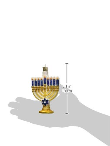 Old World Christmas Hanukkah Menorah Glass Blown Ornament for Christmas Tree, Handcrafted Holiday Decor