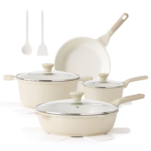 SENSARTE Antique White Nonstick Ceramic Cookware Set, 13 Pcs Kitchen Pots & Pans