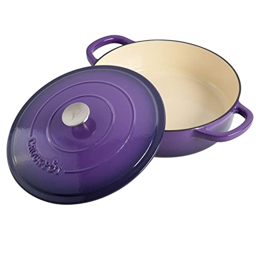 Crock-Pot Artisan 5 Quart Enamel Cast Iron Braiser with Lid Lavender Purple
