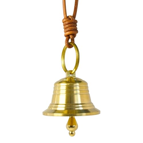 Vintage Hanging Bell for Door Knob, Small Brass Bell for Home, Christmas, Garden Decoration (Gold)