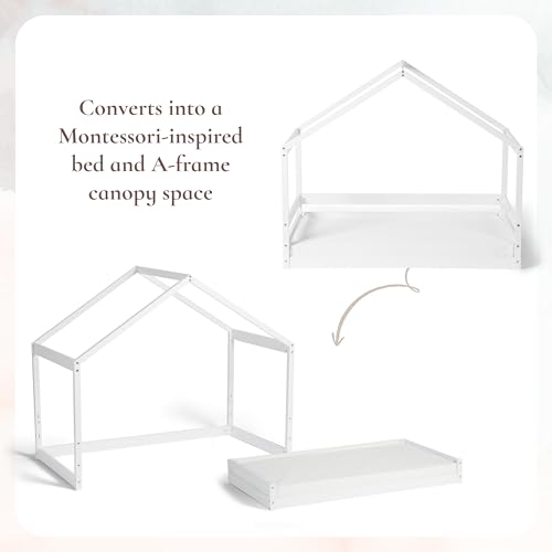 Little Seeds Trellis Toddler Bed White - Montessori-Inspired Convertible Bed & Play Fort