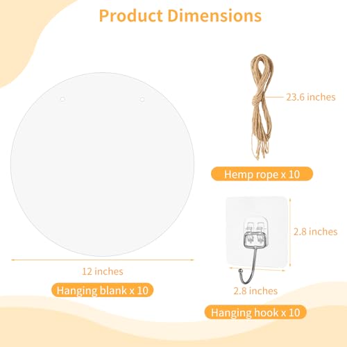 10 Pcs 12 in Aluminum Sublimation Door Hanging Disc Signs, Blank for
