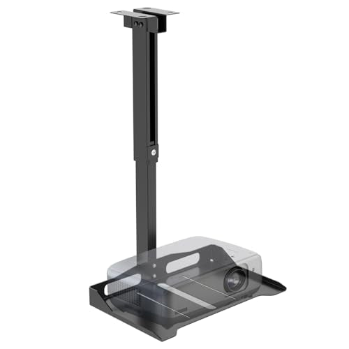 Universal Projector Ceiling Wall Mount with Hidden Cable Management - Black, Large