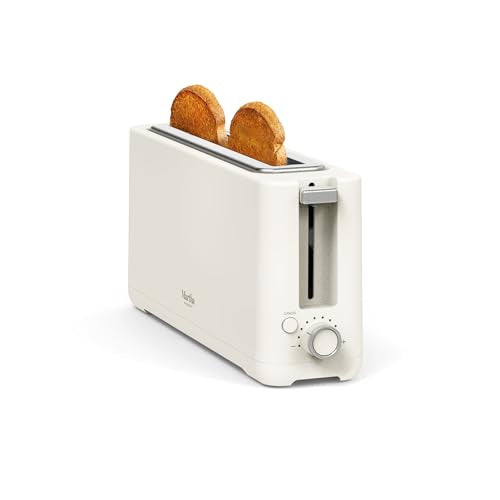 Martha Stewart 2-Slice Long Slot Toaster Linen Cream - Wide, Space-Saving Design