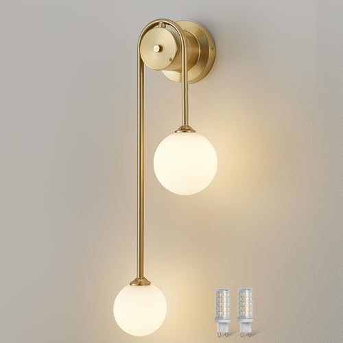 Mid-Century Modern Wall Sconce Set of 1 - Gold Indoor Wall Light Fixture