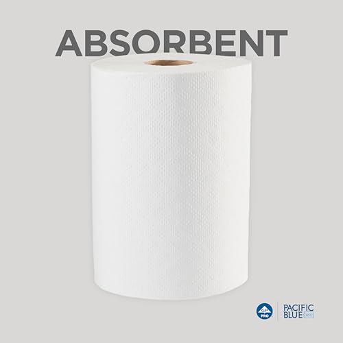 12 Rolls Georgia-Pacific Blue Basic Paper Towel Rolls 350 Feet White - Dependable Absorbency