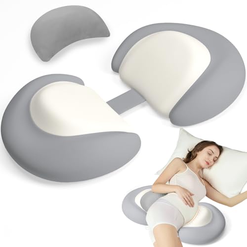 YGJT Grey Pregnancy Wedge Pillow for Sleeping, Memory Foam & Cooling Cover