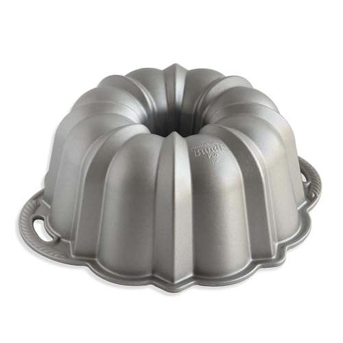 15-Cup Cast Aluminum Bundt Pan - Nonstick, Intricate Cake Detail, Silver