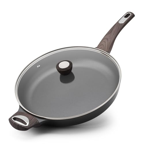 12.5 Inch Nonstick Frying Pan with Lid - Night Black, Induction Compatible