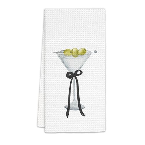 FIicy Black Martini Decor Kitchen Towels Coquette Bow Hand Towels for Bar & Home