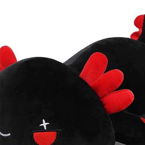 Black Axolotl Plush Pillow Cute and Soft Axolotl Stuffed Animal Kawaii Plushie Toy Great Gift for Kids, 12"