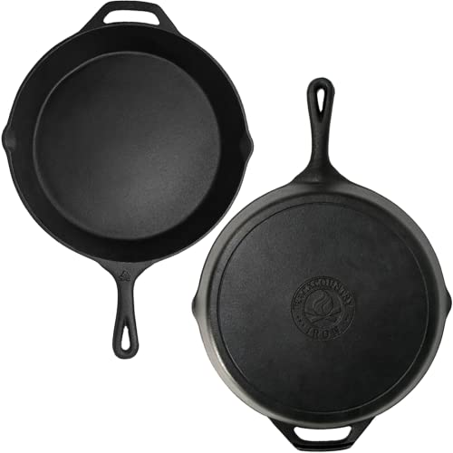 Backcountry Iron 12 Inch Pre-Seasoned Cast Iron Skillet - Large Round Cooking Pan