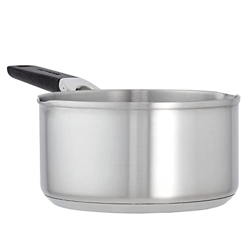 KitchenAid 71018 Stainless Steel Saucepan with Pour Spouts, 1 Quart - Brushed Stainless Steel