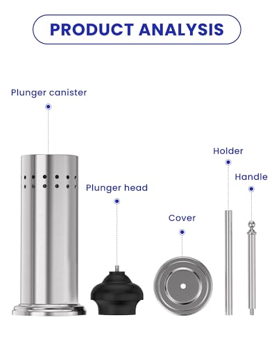 Dowry Silver Toilet Plunger with Holder - Bathroom Clog Remover & Odor Control