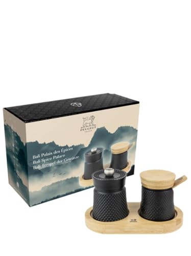 Peugeot Bali Cast Iron Pepper Mill & Salt Cellar Set - 3 Inch Kitchen Spice Grinder