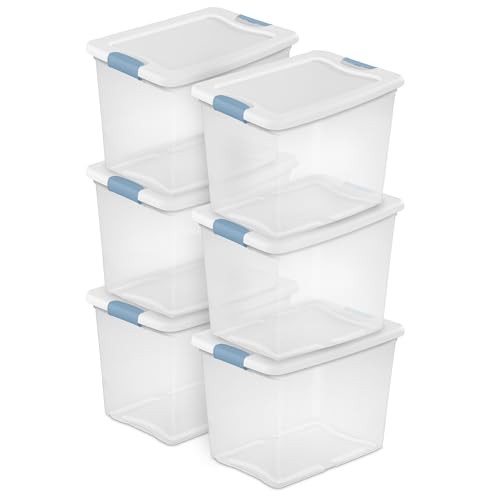 Sterilite 25 Quart Latching Storage Bin - Clear Plastic Box 6 Pack