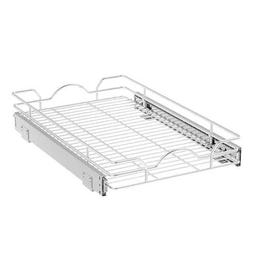 15x21 Inch Pull Out Cabinet Organizer with 1 Tier - Kitchen & Bathroom Storage
