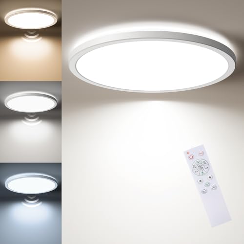 Matane 12-Inch White Wired Motion Sensor LED Ceiling Light with Remote - Dimmable 3000K-5000K