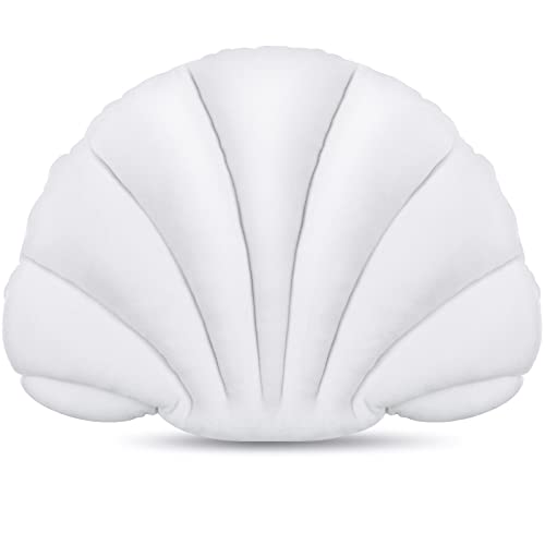 Marsui Sea Princess Seashell Decorative Pillow, Preppy Room Decor Christmas Party Gift Soft Chair Cushion Cute Clam Throw Pillow for Sofa Bed Living Room(White,13.4 x 9.8 in)
