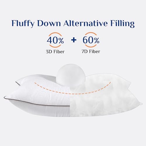 JOLLYVOGUE Standard Size Set of 6 Medium Firm Cooling Pillows - Hotel Collection