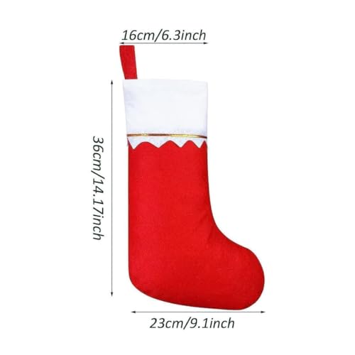 Christmas Stockings Set of 12, 14" Red & White Felt Christmas Stockings with Gold Trim for Hanging Xmas Home Decor