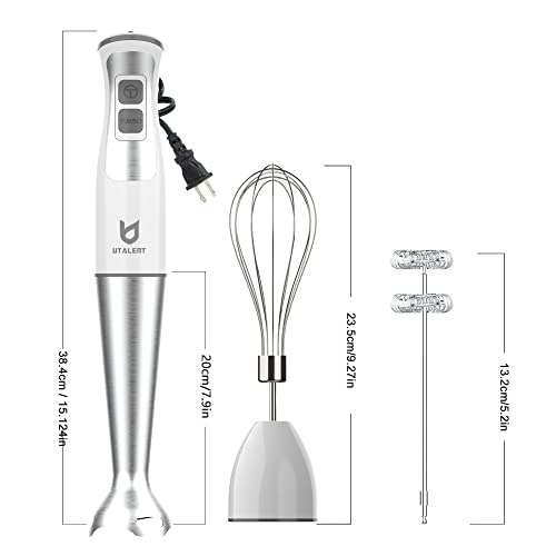 UTALENT 3-in-1 Hand Blender with Milk Frother & Egg Whisk - Immersion Food Mixer