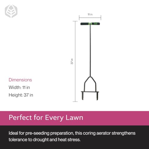 Manual Lawn Coring Aerator - Yard Butler ID-6C - Long Handle Garden Tool with Cushioned Grip