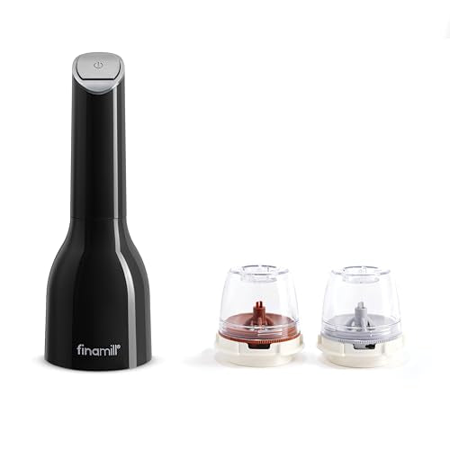 FinaMill Classic Midnight Black Battery Spice Grinder & Salt Pepper Gift Set