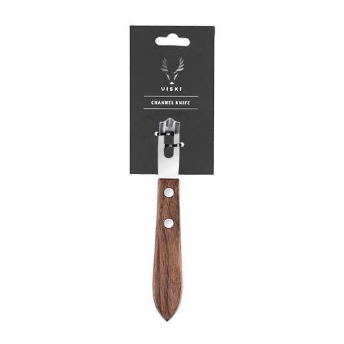 Viski Channel Knife, Citrus Zester and Orange Peeler Tool, Walnut Wood and Stainless Steel Bar Tool for Cocktail Garnishes, Perfect for Home Bars, Craft Cocktails and Bartender Gifts, Set of 1