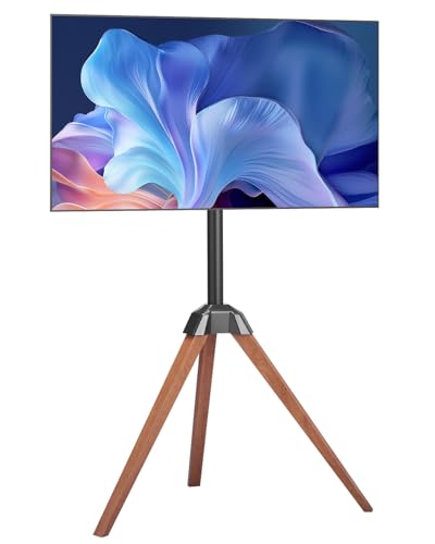 Tripod TV Stand for 40-65 Inch Flat & Curved Screens - Oak Legs, 99 lbs Support