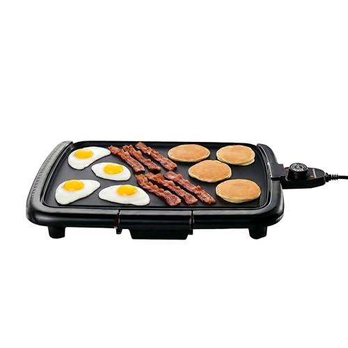 OVENTE Electric Griddle with 16 x 10 Inch Non-Stick Plate, Black