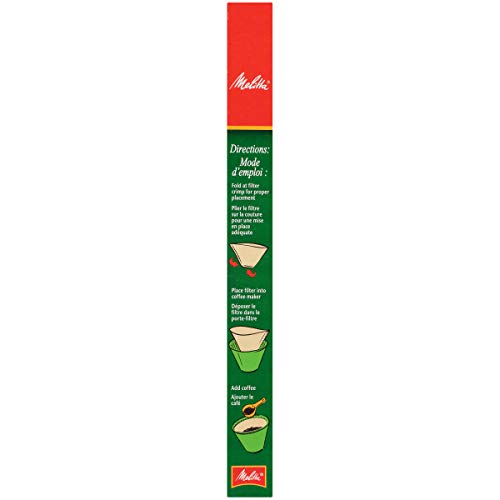 Melitta #6 Unbleached Cone Coffee Filters 12-Pack - Natural Brown, 10-Cup Fits All Coffee Makers