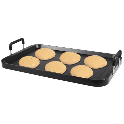17" x 10.5" Flat Top Non-Stick Grill Pan - Dishwasher Safe Aluminum