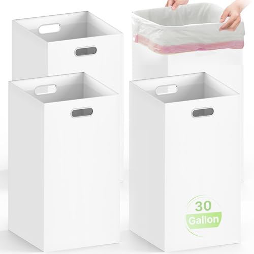 4 Pack 30 Gallon Disposable Trash Cans - Foldable Waterproof Cardboard Bins