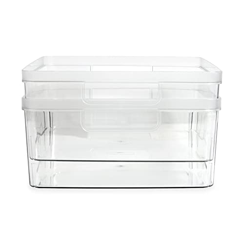 Isaac Jacobs 2-Pack Large Clear Storage Bins - Rectangle, 11.5 x 14 x 5.5 inches