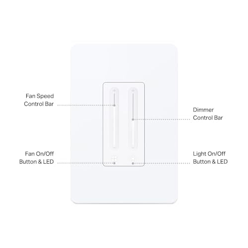Kasa Smart Ceiling Fan Control & Dimmer Switch KS240 - Single Pole, 4 Fan Speeds & App Control