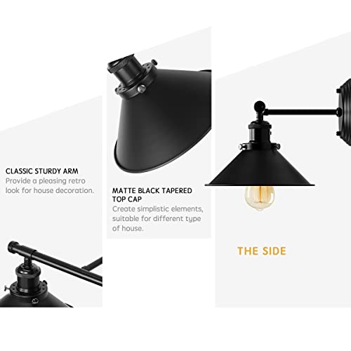 Alynzee 2-Light Farmhouse Bathroom Vanity Light Fixture - Black Wall Sconce, Rustic Style, Dimmable, Over Mirror