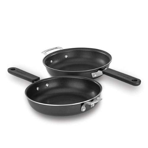 Cuisinart 10-Inch Nonstick Frittata Pan Set, Black/Stainless Steel, Interlocking Skillets