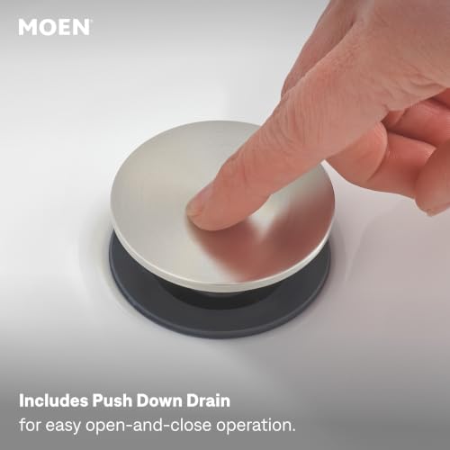 Moen Wellton Single-Handle Bathroom Faucet with Drain - Spot Resist Nickel - Variation 1