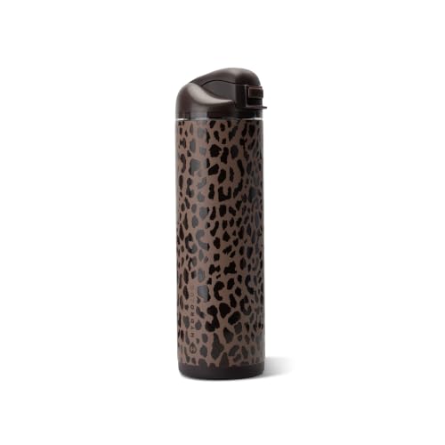 Insulated 24oz Water Bottle with Straw & Chug Lid - Brown Leopard Variation