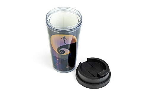 Nightmare Before Christmas 16-Oz Travel Tumbler - Silver Buffalo Double-Wall Glitter Mug