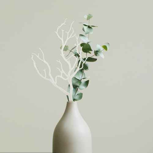 LIFKOME Artificial Antler Dried Tree Branches 13.76'' Art Witch Antler Branch Decorative Plant Twigs Plastic Dry Branches Decor for Wedding Christmas Party Home Supplies White 4pcs