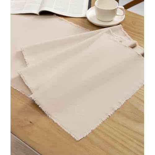 Vitalizart Table Runner 14 x 36 Inches Long Tan Cotton Linen Table Runners for Rustic Home Decorations Dining Room Wedding Decor Reception Bridal Shower Thanksgiving Christmas