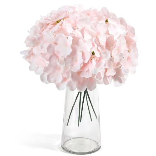 Pink Hydrangea Artificial Flowers Bulk Set - 64 Pieces, Realistic Silk Blooms
