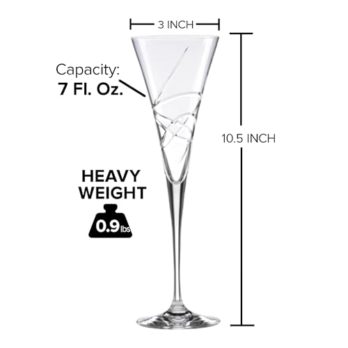 Lenox Adorn Crystal Champagne Flutes Set of 2 - 7oz Toasting Flutes, Elegant Crystal Glassware