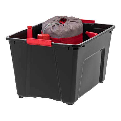 54 Quart Stackable Storage Bins with Lids - Black, 6 Pack