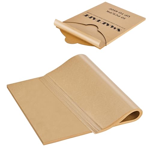 SMARTAKE 300 Pcs Parchment Paper Baking Sheets, 9x13 Inches Non-Stick Precut Baking Parchment, for Baking Grilling Air Fryer Steaming Bread Cup Cake Cookie and More (Unbleached)