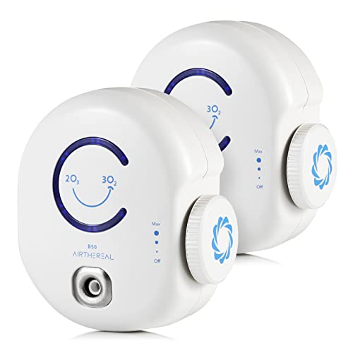 Airthereal B50 Mini Ozone Generator 2-Pack for Odor Elimination, Plug-In, 320 Sq Ft