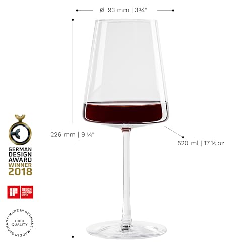 Stölzle Lausitz Power Set of 4 Red Wine Glasses 17.5 oz - Premium Angular Design